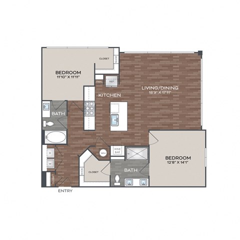 a floor plan of a studio apartment with a bedroom and a living room